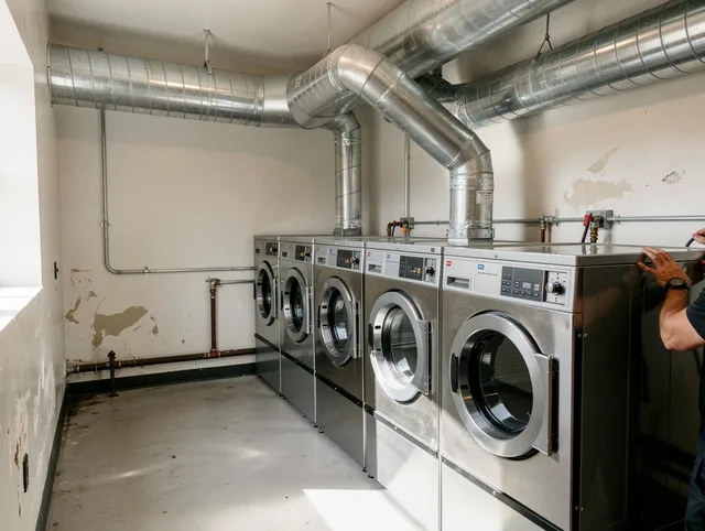 Fairview Park Dryer Vent Cleaning team performing large-scale commercial dryer vent cleaning in Fairview Park