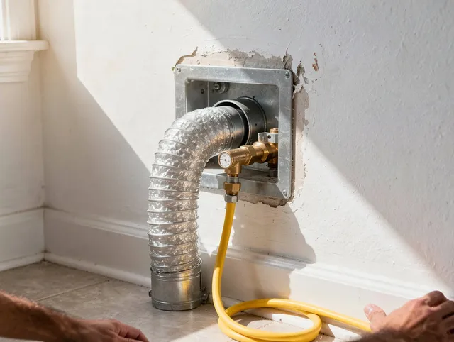 Fairview Park Dryer Vent Cleaning certified technician performing specialized gas dryer vent cleaning in Fairview Park